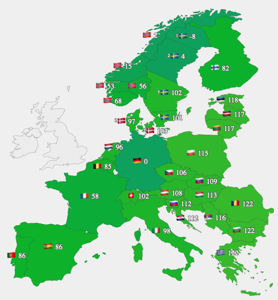 Prețul mediu al energiei de joi de pepiețele spot din UE